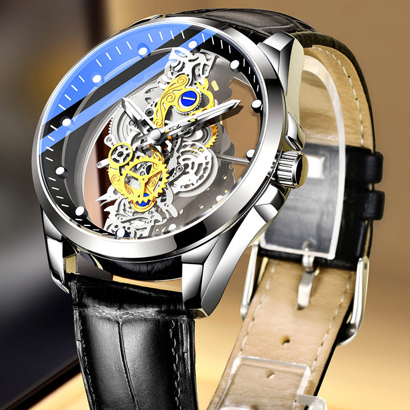 Luxury Double-Sided Skeleton Business Watch β Luminous Tourbillon Style, 30M Water Resistant