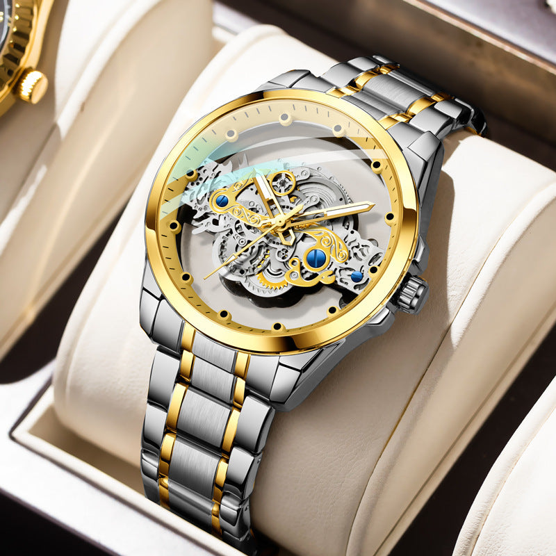 Luxury Double-Sided Skeleton Business Watch β Luminous Tourbillon Style, 30M Water Resistant
