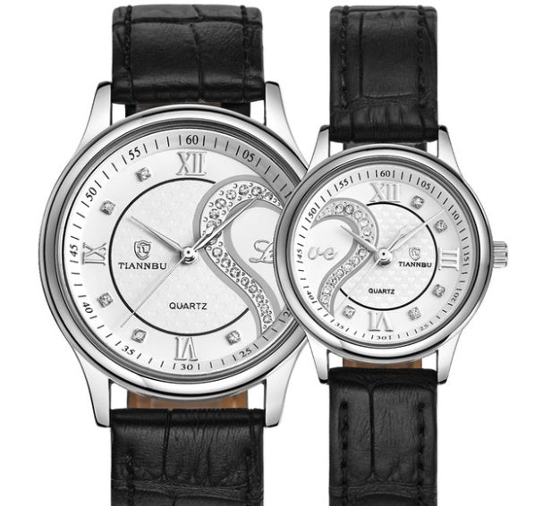 Elegant Couple Quartz Watches Set – Customizable Alloy Case, Waterproof 30M, Perfect Gift for Lovers