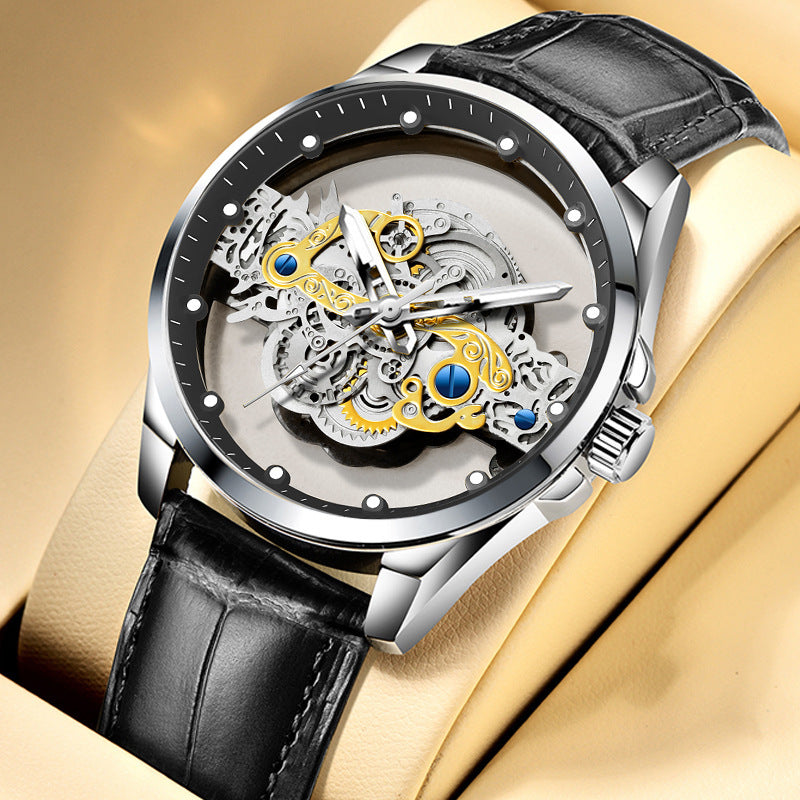 Luxury Double-Sided Skeleton Business Watch β Luminous Tourbillon Style, 30M Water Resistant