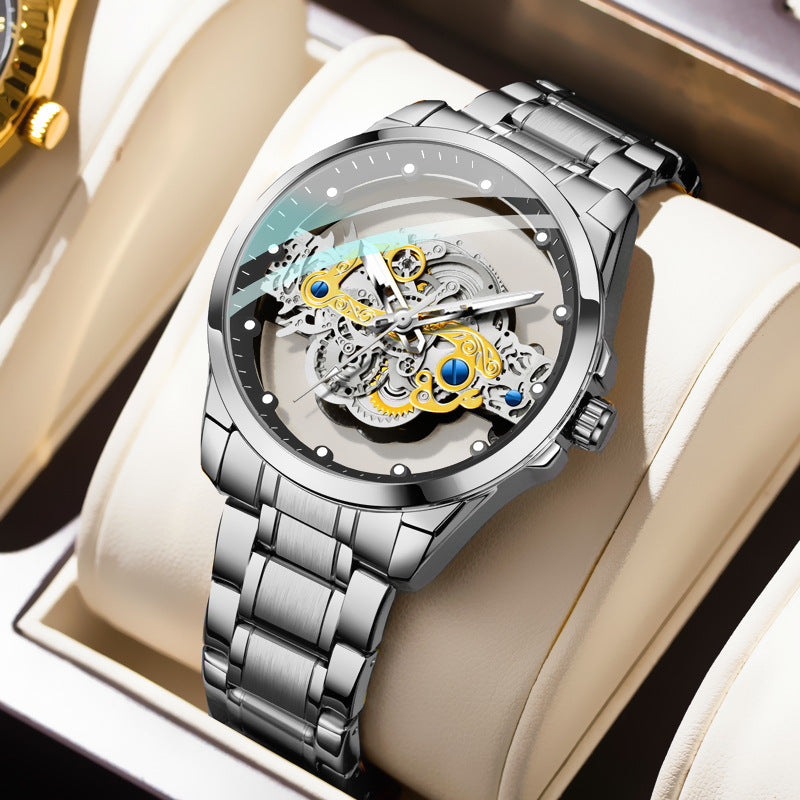 Luxury Double-Sided Skeleton Business Watch β Luminous Tourbillon Style, 30M Water Resistant