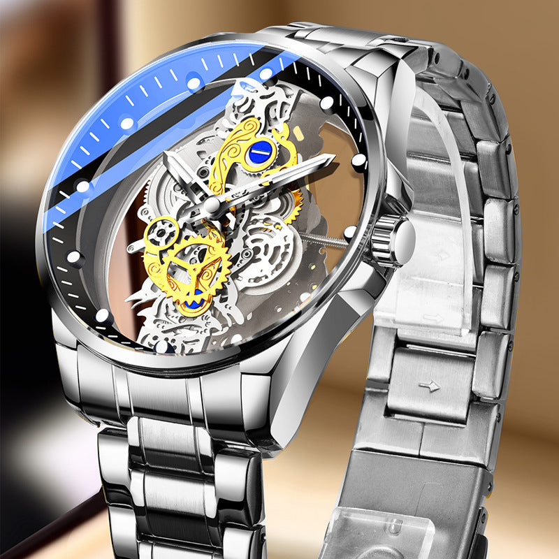 Luxury Double-Sided Skeleton Business Watch β Luminous Tourbillon Style, 30M Water Resistant