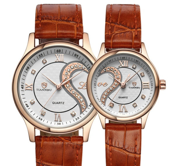 Elegant Couple Quartz Watches Set – Customizable Alloy Case, Waterproof 30M, Perfect Gift for Lovers