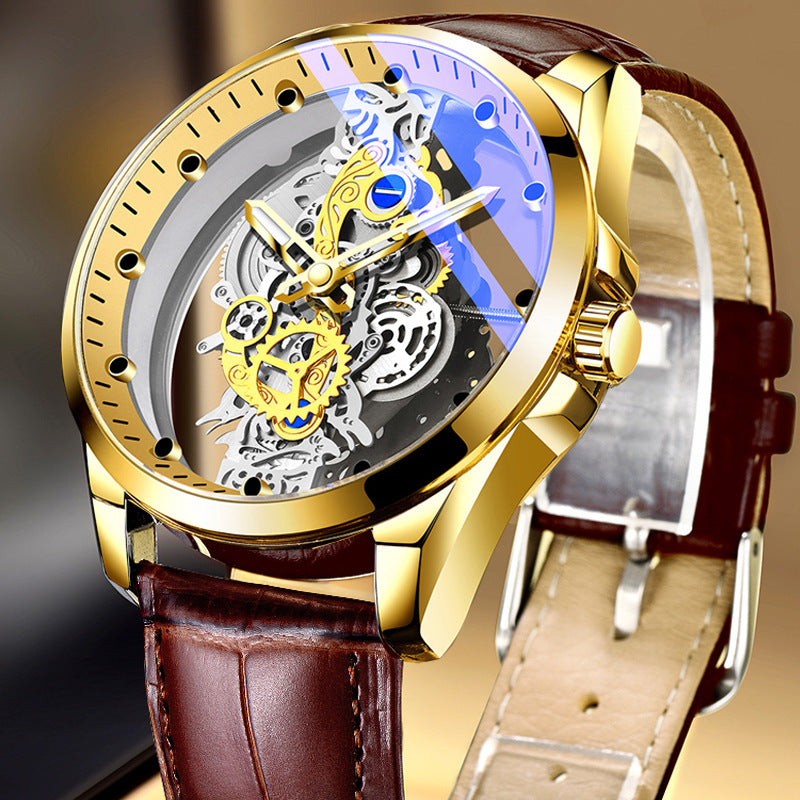 Luxury Double-Sided Skeleton Business Watch β Luminous Tourbillon Style, 30M Water Resistant