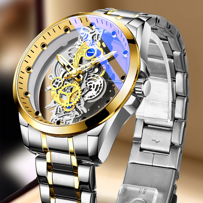 Luxury Double-Sided Skeleton Business Watch β Luminous Tourbillon Style, 30M Water Resistant