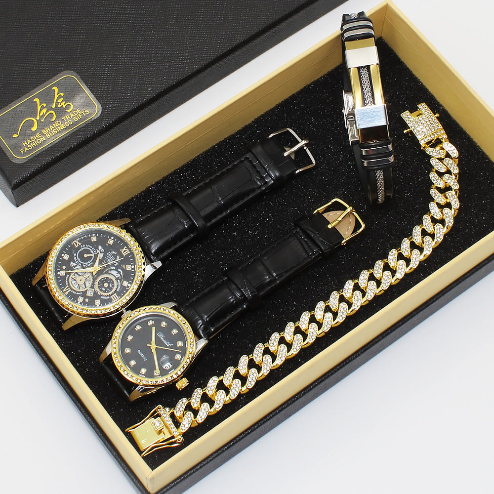 Fashion Couple Watch Gift Set – Men's & Women's Watches with Matching Bracelets in Premium Gift Box