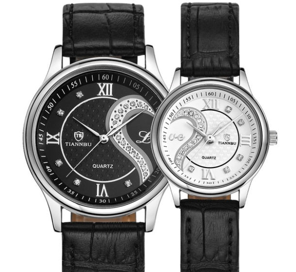 Elegant Couple Quartz Watches Set – Customizable Alloy Case, Waterproof 30M, Perfect Gift for Lovers