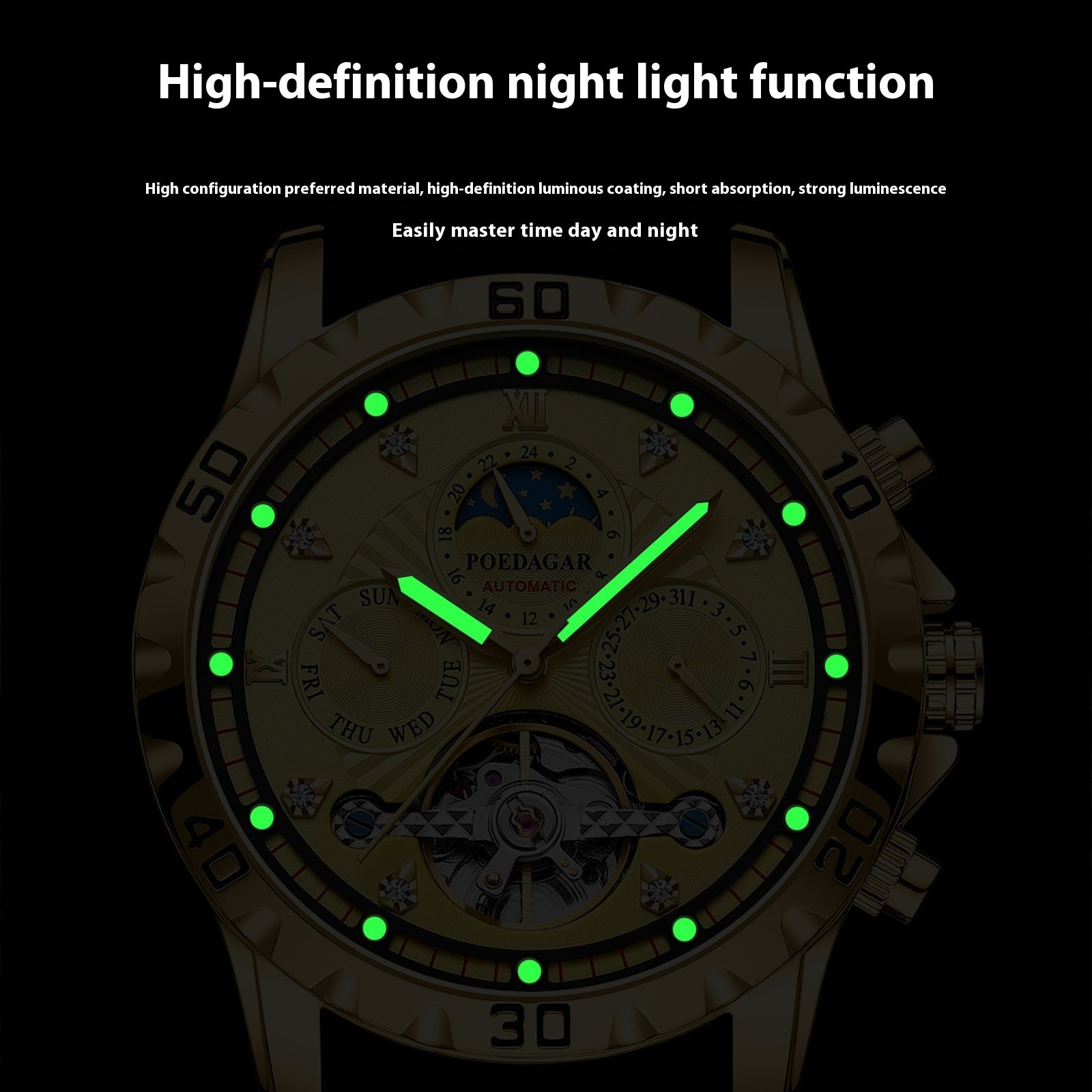 Men’s Mechanical Luxury Wrist Watch – Waterproof, Steel Strap, Multifunction Casual Style