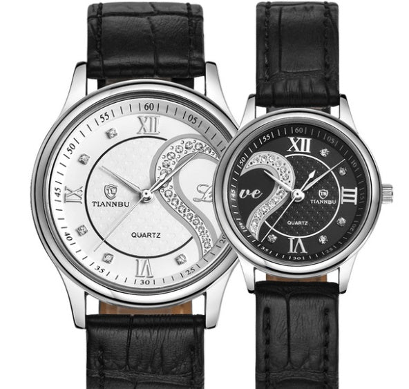 Elegant Couple Quartz Watches Set – Customizable Alloy Case, Waterproof 30M, Perfect Gift for Lovers