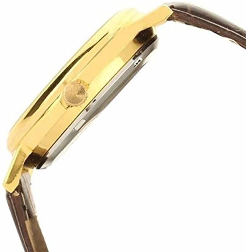 Royal Skeleton Dial Leather Watch – Gold Edition