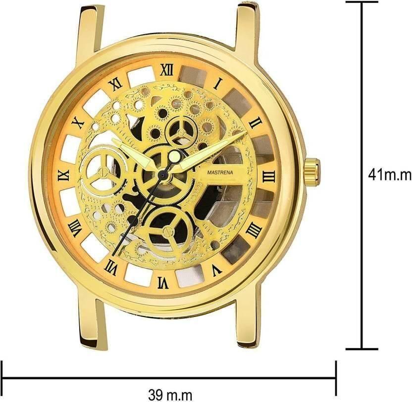 Royal Skeleton Dial Leather Watch – Gold Edition