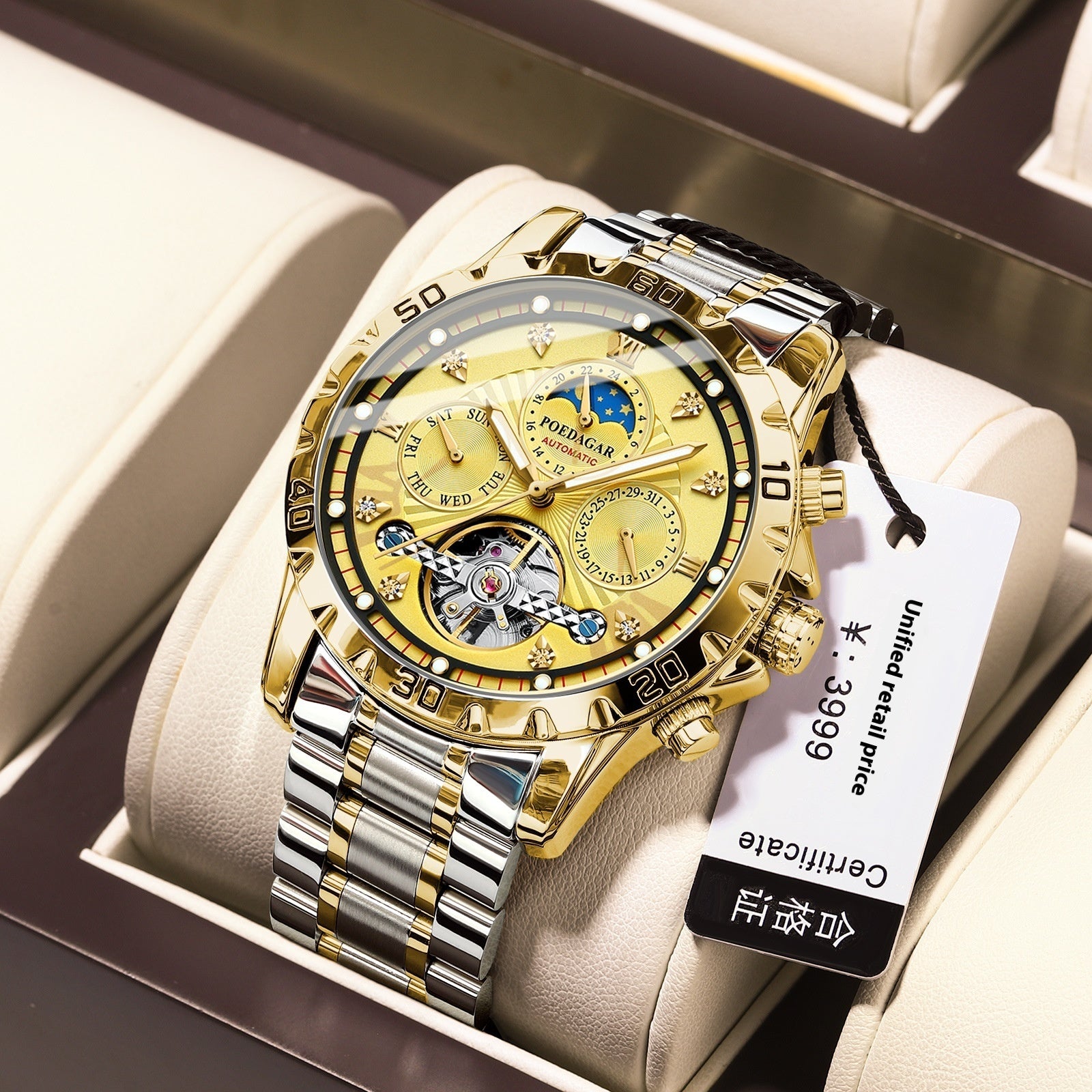 Men’s Mechanical Luxury Wrist Watch – Waterproof, Steel Strap, Multifunction Casual Style