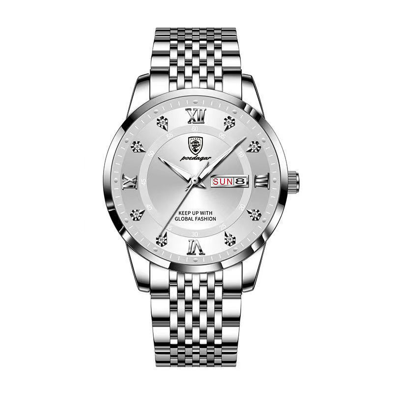 Men’s Luminous Korean Fashion Watch – Stainless Steel Strap, 8 Color Styles, Butterfly Clasp