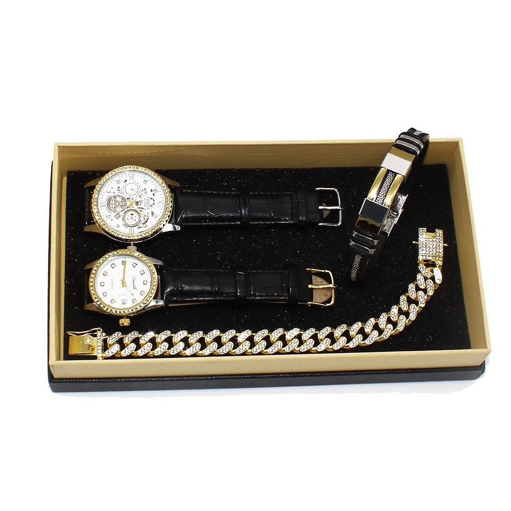 Fashion Couple Watch Gift Set – Men's & Women's Watches with Matching Bracelets in Premium Gift Box